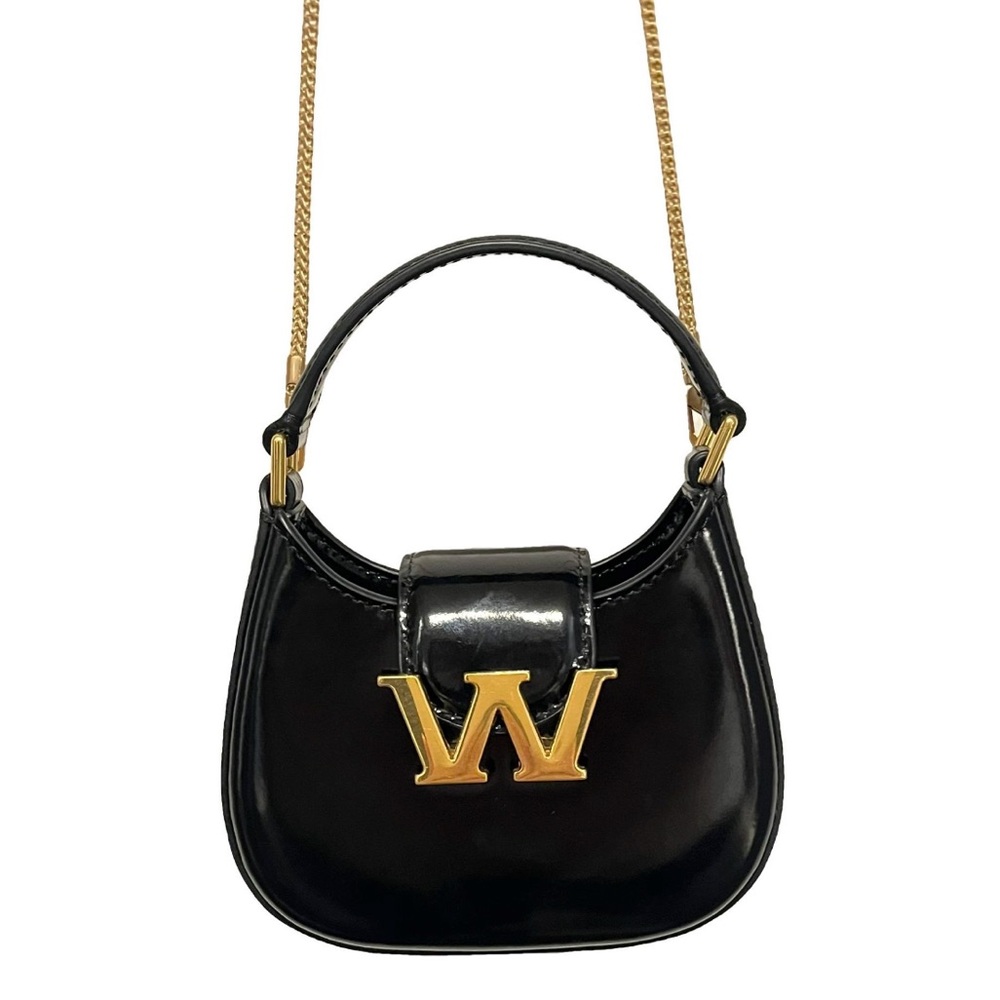 ALEXANDER WANG Micro Legacy Hobo Bag Black Patent Leather w/ Gold Chain Strap